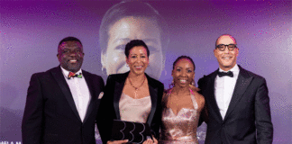 From left to right: Cecil Peters, Pamela Maynard, Sophie Chandauka, Didier Lambert at the Black British Business Awards 2024.